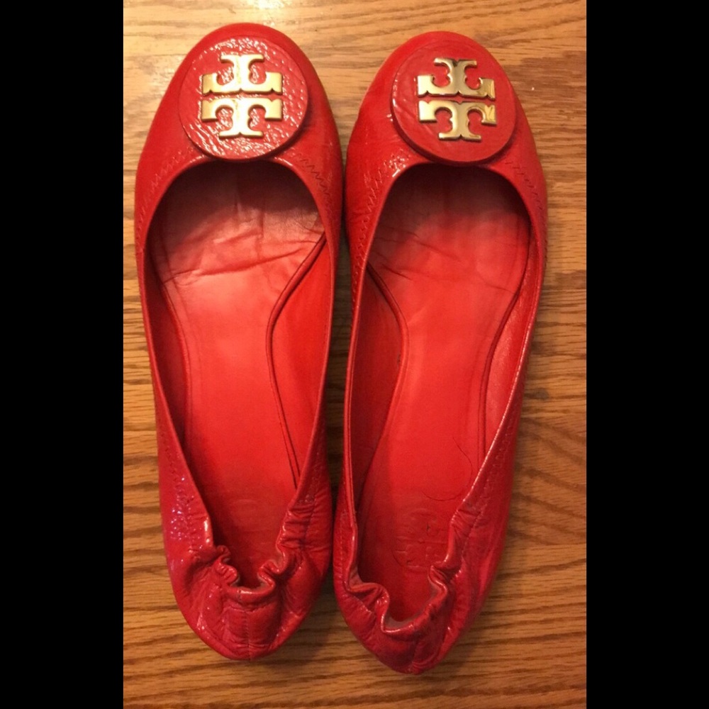 Tory Burch red patent leather flats $60 +shipping